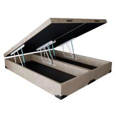Base para Cama Box Queen Martin Premium com Baú Suede (45x158x198) Bege