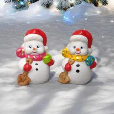 Mini Boneco De Neve 4 Peças Enfeite Decoração Natal Cerâmica - Decore 