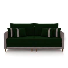 Sofá Living Montecarlo 2 Lugares Bipartido 172cm Pés Em Madeira Veludo-pu Verde-cinzag33 Gran Belo