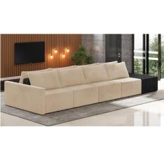 Sofá Ilha 4 Lugares Living 512cm Modulado Lary Veludo Pu Pto K01 Cor Bege