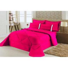 Kit Edredom + Lençol Aconchego Dupla Face Casal Queen 6 PÇ Pink - CONF