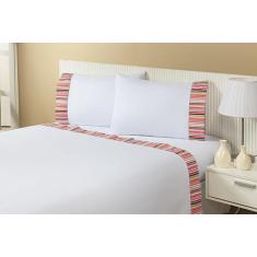 Jogo Lençol 4 Peças Cama Viúva 2,03mx1,20mx40cm 100% Algodão 200 Fios 
