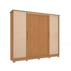 Guarda-Roupa Casal Hambers com Pés Flex 4 PT 4 GV Canela e Macadâmia