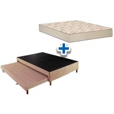 Cama Box C/Auxiliar Casal: Colchão Espuma Polar D33 Pérola Clean + Base Crc Rústico Clean(138X188)