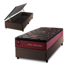 Conjunto Box Baú Toronto Preto 88x188x73 c/ Molas Ensacadas