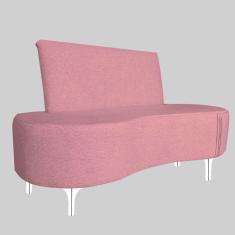 Sofá 2 Lugares Feijão Organico Pes Metal Cromados 140cm Rosa