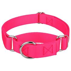 Coleira Country Brook Petz Martingale para cães - Coleira de treinamento resistente sem fivela - Coleira para cães de serviço para todos os filhotes - Coleção vibrante e colorida (rosa choque, 2,5 cm,