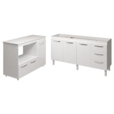 Balcão Cozinha Armário Gabinete De Pia 150 Cm Deise E Balcão Lilian Pa
