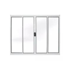 Janela 100x120 4 Folhas Vidro - Alumínio Branco - Linha 18 Modular