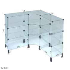 Balcão de Atendimento L Modulado em Vidro 1,00 x 1,00 x 1,00