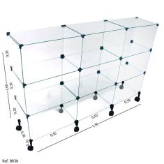 Balcão de Atendimento Modulado em Vidro com Rodízios - 1,50 x 1,00 x 0,30