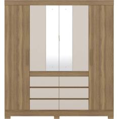 Guarda Roupa Casal 04 Portas Com Espelho 66510 Amendola Off White Demobile