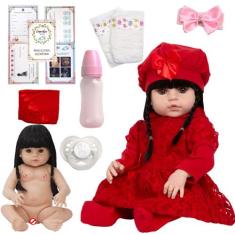 Boneca Tipo Reborn Morena Linda Cabelo Longo + 13 Acessórios - Cegonha