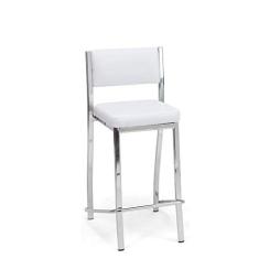 Banqueta EMPILHÁVEL cromada Altura 65cm assento e encosto branco - Poltronas do Sul
