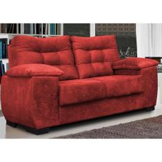 Sofá Luxemburgo 2 Lugares 1,52m Tecido Suede Vermelho