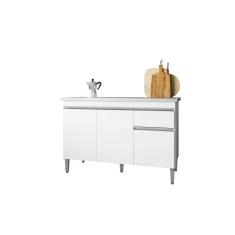 Balcão Cozinha Tatiane 120 cm Sem Tampo 3 Portas 1 Gaveta Bco - AJL Móveis