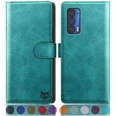 SUANPOT Capa carteira para Motorola Moto Edge 5G UW/Edge 2021 【Bloqueio RFID】 Suporte para cartão de crédito, capa flip de couro PU capa de telefone à prova de choque feminina masculina para Edge 5G