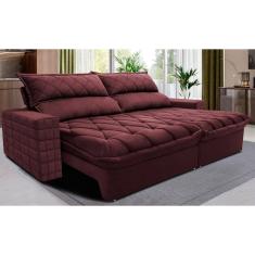 Sofá Retrátil E Reclinável 2,95m Molas Ensacadas Cama Inbox Elegance Com Thermogel Velusoft Vinho