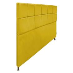 Cabeceira Estofada Damares 195 cm King Size Com Botonê Suede Amarelo -