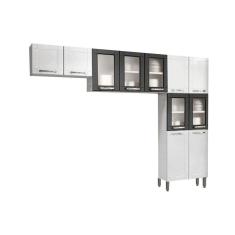 Cozinha Modulada Completa Múltipla 3 Peças (2 Armários + 1 Paneleiro) Cpt96 Branco/Preto - Bertolini