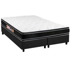 Cama Box King: Colchão Espuma Castor D33 Black e White + Base CRC Suede Gray(193x203)