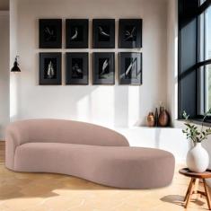 Divã Recamier Orgânico França 180cm Lado Direito Linho - Amarena Movei