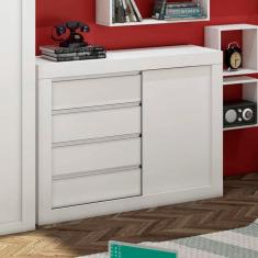 Cômoda 1 Porta de Correr 4 Gavetas Móveis Percasa Branco