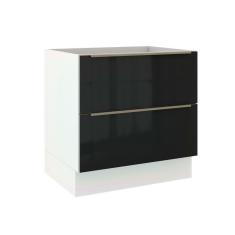 Balcão Madesa Lux 80cm 2 Gavetas Branco Preto