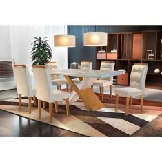 Conjunto de Mesa de Jantar com 6 Cadeiras Imperatriz Veludo 