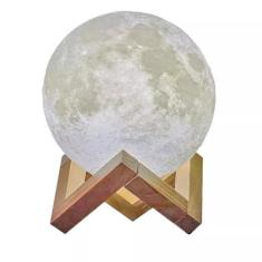 Luminária Lua Cheia 10cm 3d Abajur Led 2 Cores - Importado