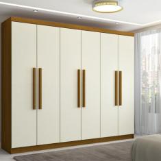 Guarda-Roupa Casal Império 6 Portas 2 Gavetas Nature/Champanhe - Panor