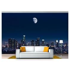 Papel De Parede Lua Céu Cidade Prédios 3D Lua29 - Você Decora
