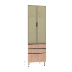 Paneleiro Torre 70Cm Bronze Pérola Branco Com Cumaru - LUCIANE
