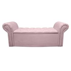 Recamier Baú Para Cama Box Casal Queen Agnes - Suede - Sv Decor,  Rosa