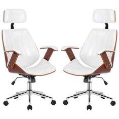Kit 2 Cadeiras de Escritório Juliette Presidente Giratória Branca G24 