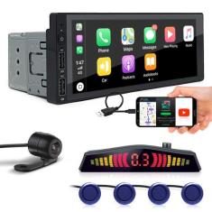 Kit Multimídia 1 Din + Câmera Ré + Sensor Ré Azul Tiguan 2011 2012 201