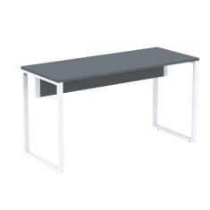Mesa Escritório P25 Tub Pandin 150 Cm (larg) X 70 Cm (prof) Tampo Mdp Grafito Pé Aço Tubular Branco