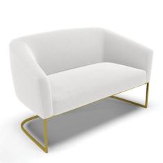 Sofá 2 Lugares Namoradeira Industrial Dourado Stella Bouclê Off White 