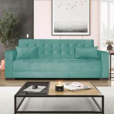 Sofá Cama 3 Lugares Jobim Suede - Amarena Móveis Azul Tiffany