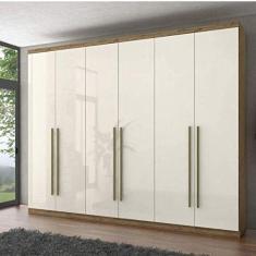 Guarda Roupa Casal 6 Portas 3 Gavetas Melvin Espresso Móveis Rústico/off White