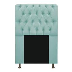 Cabeceira Estofada Lady 100 cm Solteiro Com Capitonê Suede Azul Tiffany - ADJ Decor