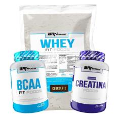 Kit Whey Protein Fit Foods 500g + BCAA Fit 100g + Creatina 100g - BRN Foods-Unissex