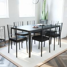 Mesa de Jantar 6 Lugares Aço 160x90cm Rio Proa Preto