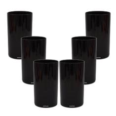 Kit 6 Copos Long Drink 280Ml Preto Policarbonato Texturizado - Krystal