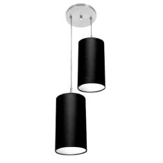 Pendente Cilindrica Duplo De Cupula 14x25cm Preto - MARRYLUZ