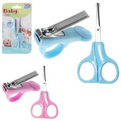 Kit Infantil Cortador Unha + Tesoura Bebê Aço Inox Enxoval - Art Baby,