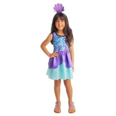 Fantasia Infantil Sereia Colorida Vestido