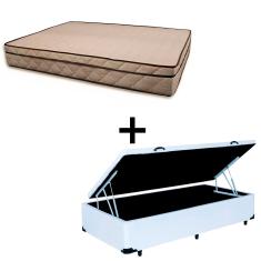 Cama Baú Solteiro 88 Tecido Sintético Branco Com Colchão Polônia Bello Box - D28 66x88x188