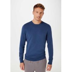 Blusão Básico Masculino Regular Em Tricô - Hering, XG, Azul