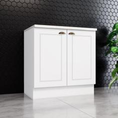 Balcão para Cozinha 2 Portas 80cm com Tampo para Cooktop Emily Branco/